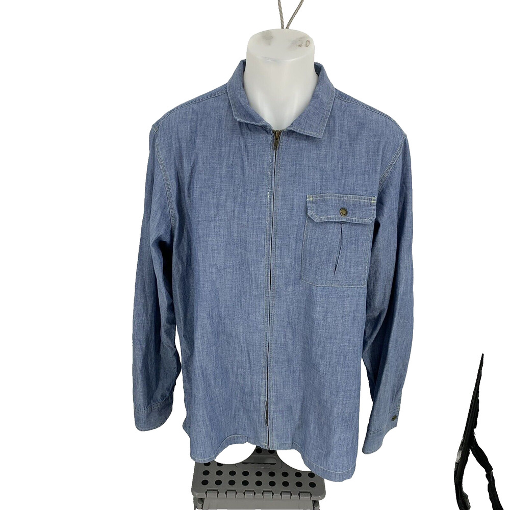 The North Face Full Zip Shirt Jacket 2XL Adult Denim Blue Pocket Collared 19-20
